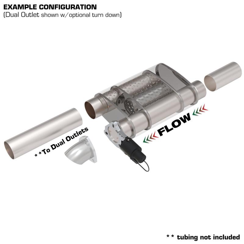 QTP 13300C 3in Weld-On 304SS Screamer Muffler w/Bolt-On QTEC Electric Cutout