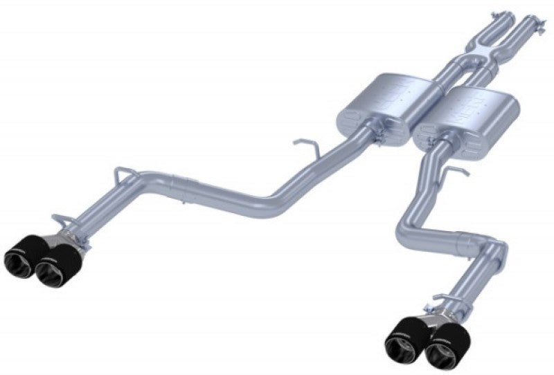 MBRP S71113CF 2015+ Dodge Challenger 3.6L SS 2.5in Quad Tip Split Rear Exit w/ Carbon Fiber Tips - T304
