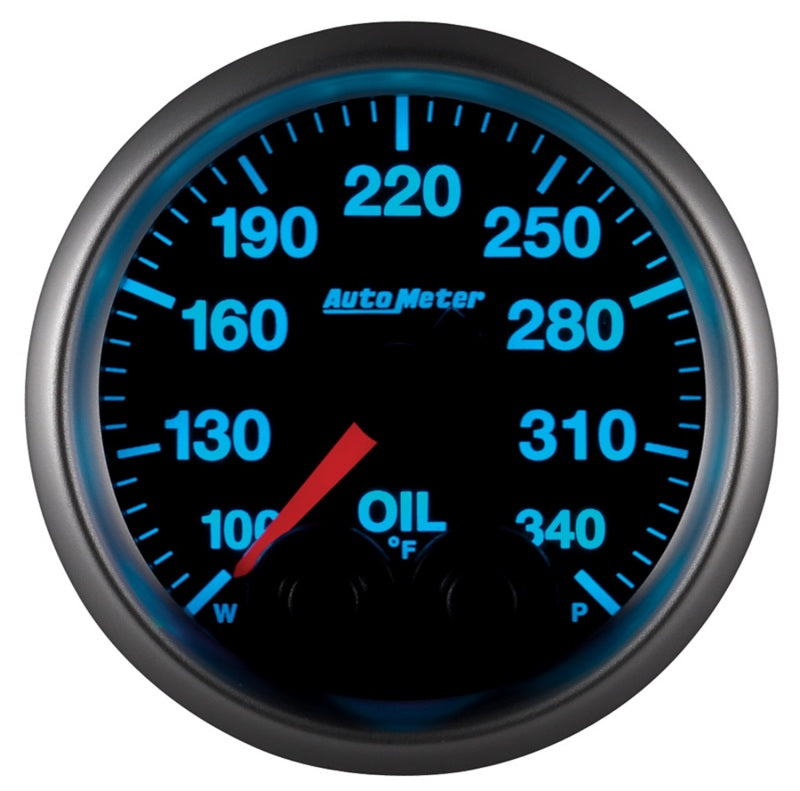AutoMeter 5640 Autometer Elite 52mm 100-340 Deg F Oil Temp Peak & Warn w/ Electronic Control Gauge