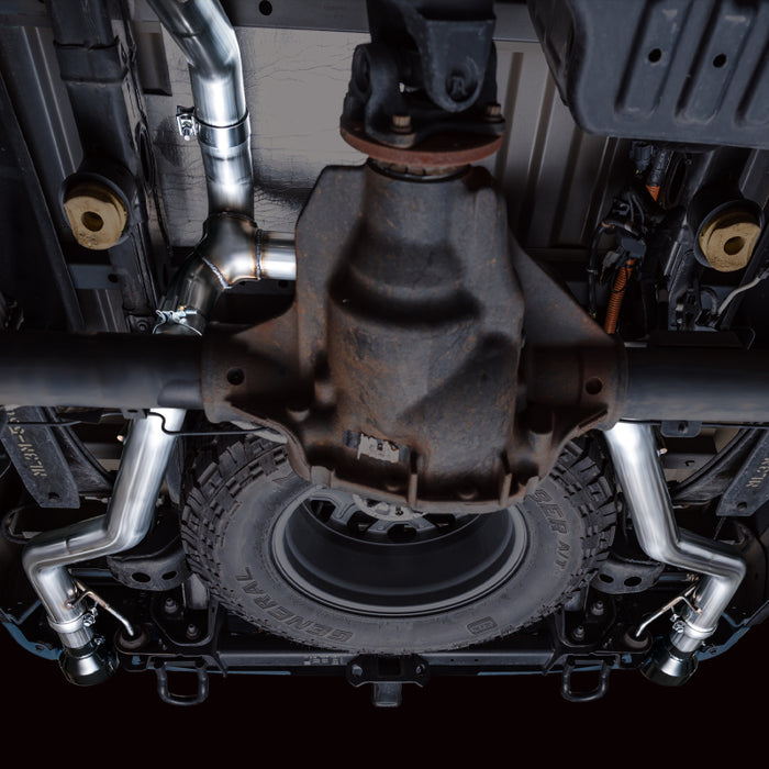 AWE Tuning 3015-33402 2021+ Ford F-150 Tremor (w/ Bumper Cutouts) 0FG Resonated Catback - Diamond Black Tips