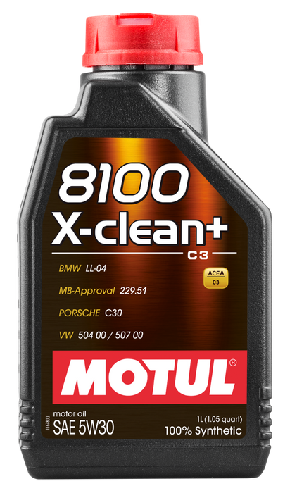Motul 106376 1L Synthetic Engine Oil 8100 5W30 X-CLEAN - LL04- MB 229.51- 504.00-507.00
