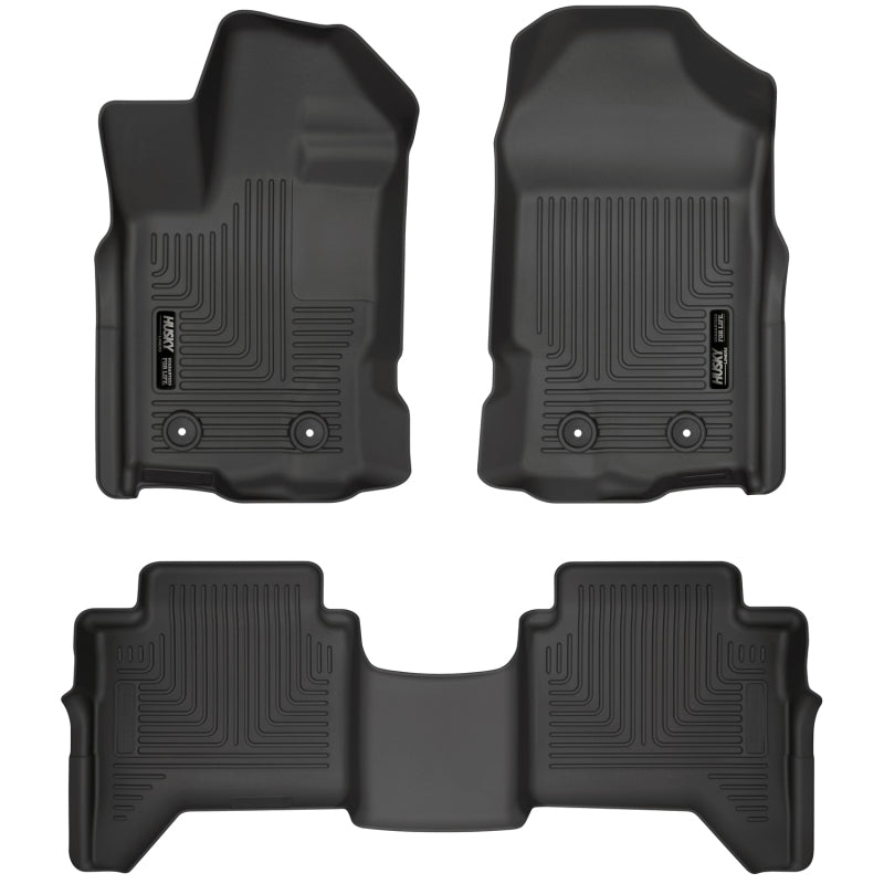 Husky Liners 94101 2019+ Ford Ranger SuperCrew Cab Weatherbeater Black Front & 2nd Seat Floor Liners