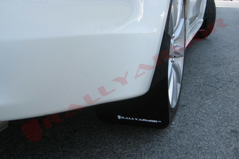 Rally Armor MF8-UR-BLK/WH 07-17 Mitsubishi Lancer Black UR Mud Flap w/ White Logo