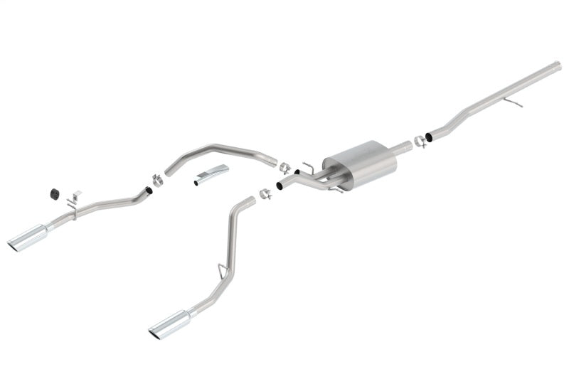 Borla 140536 14 Silv/Sierra 1500 C/B S-Type Exh/2.75in Into Dual 2.25in Out 4in Tip Split Rear Exit