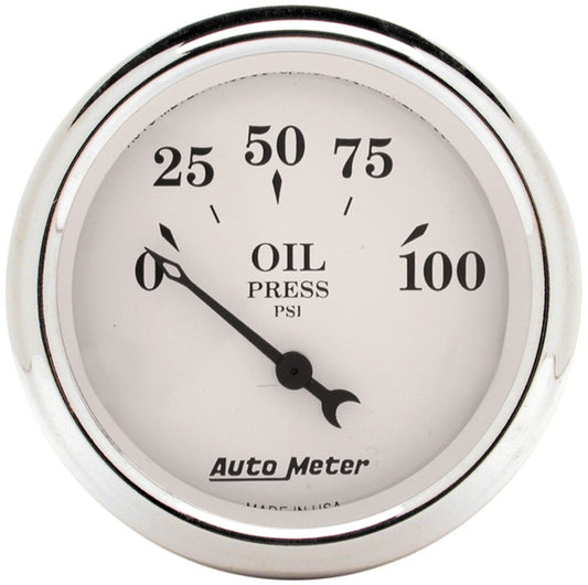 AutoMeter 1628 Auto Meter 2-1/16in 100PSI Electronic Oil Pressure Old Tyme White Gauge