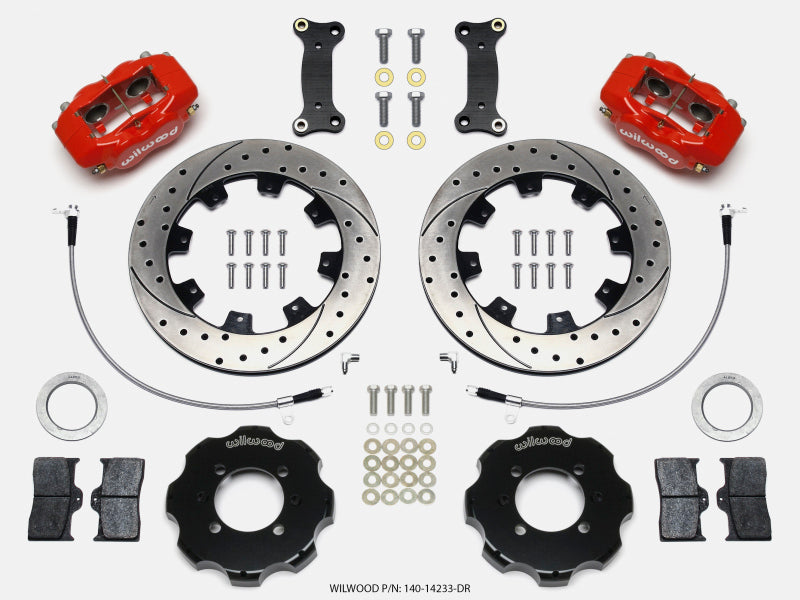 Wilwood 140-14233-DR Forged Dynalite Front Hat Kit 12.19in Drilled Red 2016-Up Mazda MX5 Miata w/ Lines