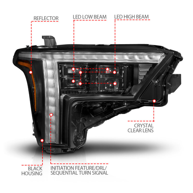 ANZO 111599X-R 22-24 Toyota Tundra (w/Factory LED Refl.) Z-Series Full LED Proj Headlights - Pass. Side ONLY