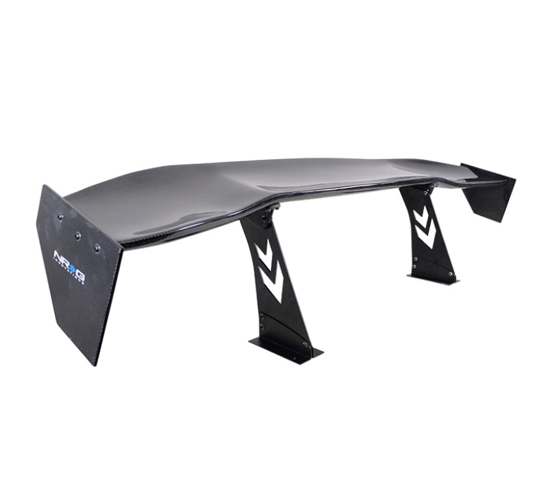 NRG CARB-A691NRG Carbon Fiber Spoiler - Universal (69in.) w/ Logo / Stand Cut Out / Large Side Plate