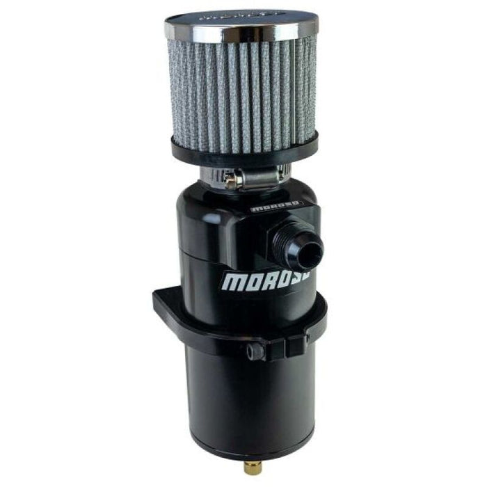 Moroso 85411 Single Inlet -10AN Billet Breather Tank Catch Can - Black