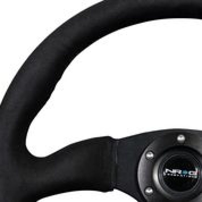 NRG RST-023MB-SA Reinforced Steering Wheel (350mm / 2.5in. Deep)Blk Alcantara Comfort Grip w/4mm Matte Blk Spokes