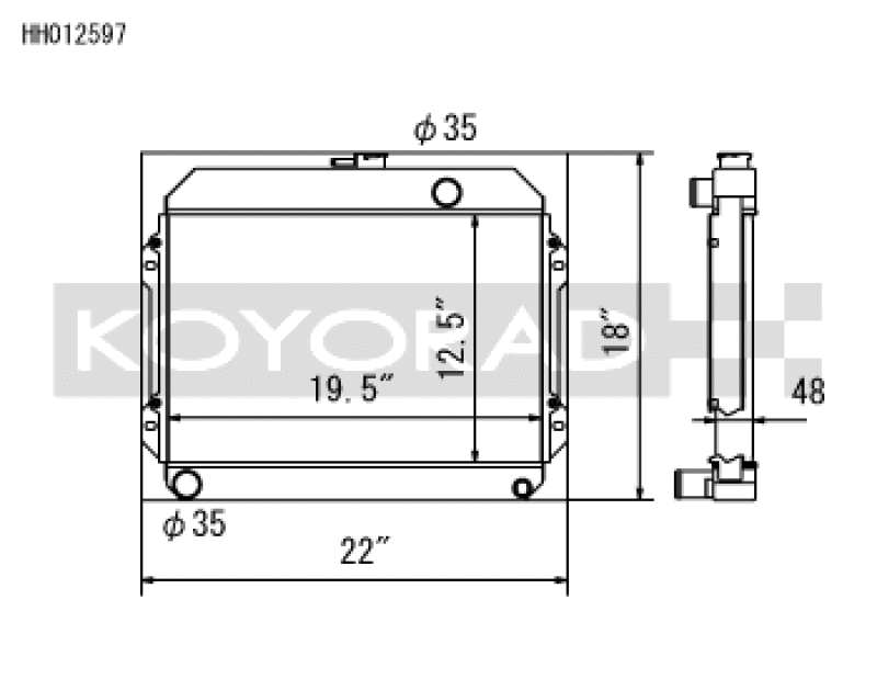 Koyo HH012597 70-74 Toyota Celica 1.6/2.0L I4 (MT) Radiator