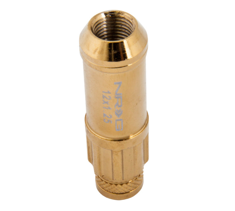 NRG LN-LS710CG-21 700 Series M12 X 1.25 Steel Lug Nut w/Dust Cap Cover Set 21 Pc w/Locks & Socket - Chrome Gold