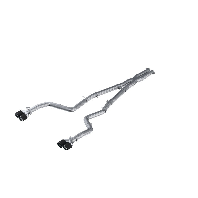 MBRP S71163CF 15-16 Dodge Challenger 5.7L HEMI SS 3in Quad Split Rear Exit w/ Carbon Fiber Tips - T304