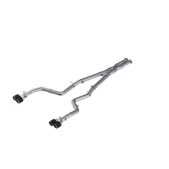 MBRP S71163CF 15-16 Dodge Challenger 5.7L HEMI SS 3in Quad Split Rear Exit w/ Carbon Fiber Tips - T304