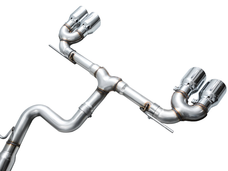 AWE Tuning 3020-42658 AWE MK8 Volkswagen Golf R 3in Track Edition Quad Exhaust - Chrome Silver Tips