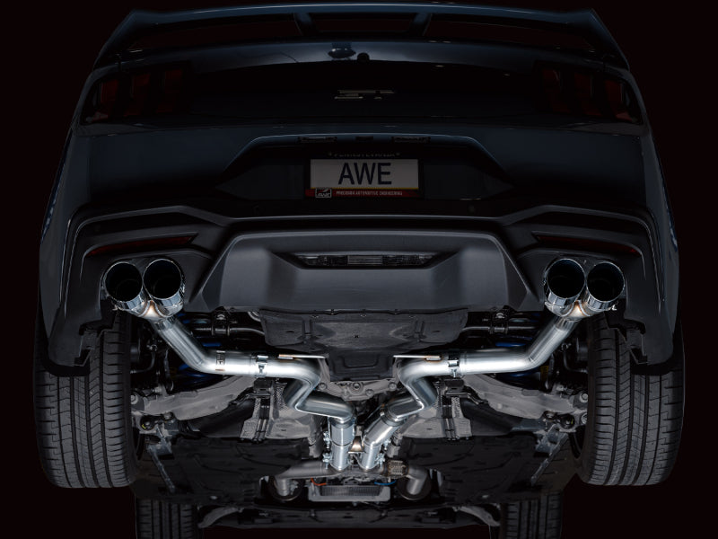 AWE Tuning 3020-42650 AWE 2024 Ford Mustang GT Fastback S650 RWD Track Edition Catback Exhaust w/ Quad Chrome Silver Tips