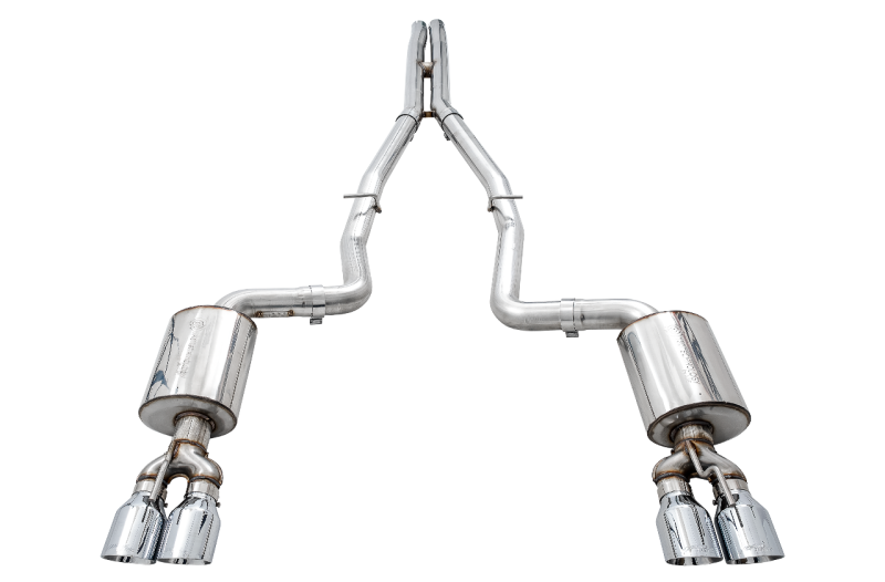 AWE Tuning 3020-42076 2017+ Challenger 5.7L Touring Edition Exhaust - Non-Resonated - Chrome Silver Quad Tips