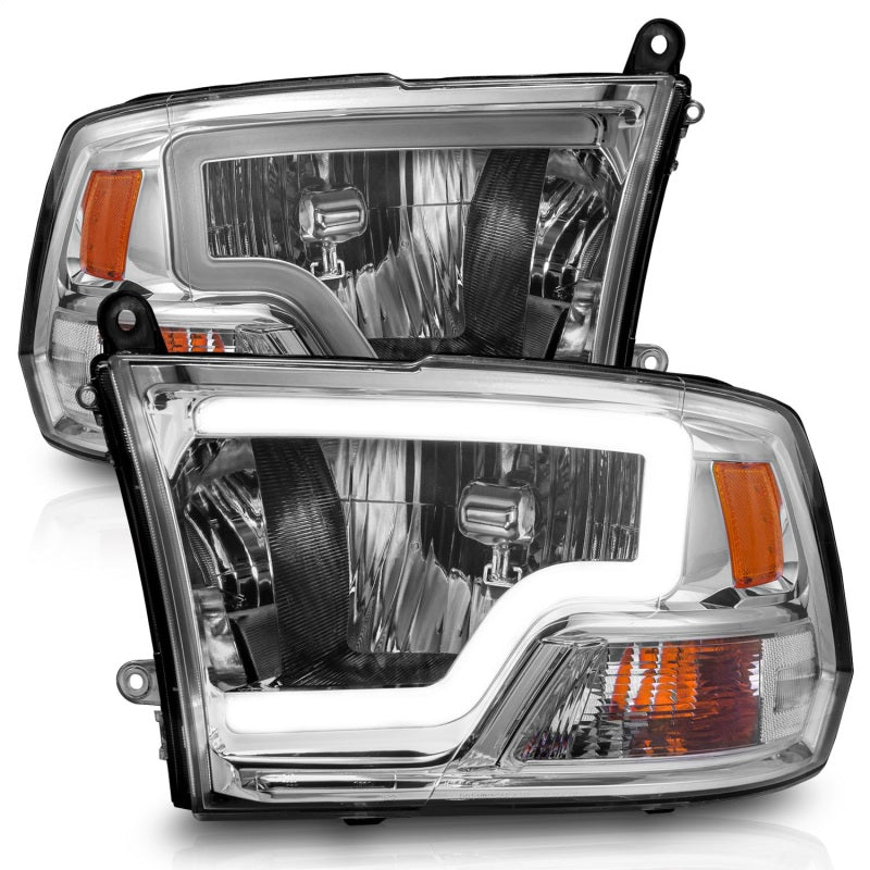 ANZO 111516 2009-2018 Dodge RAM 1500/ 2500/ 3500 Crystal Headlights w/ Light Bar Chrome Housing