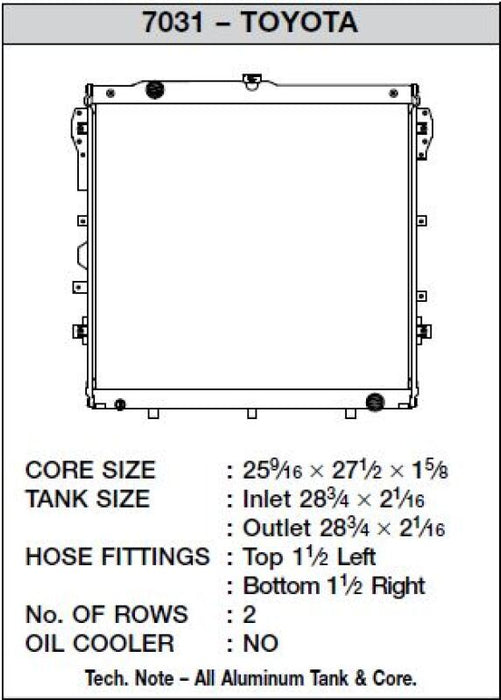 Csf Cooling CSF7031 Radiator 07-20 Toyota Tundra