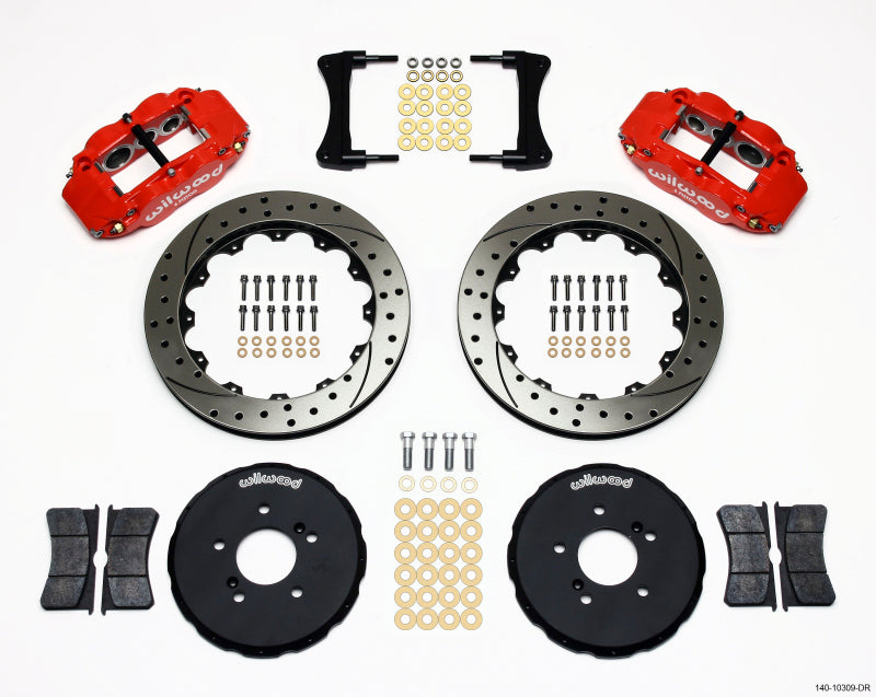 Wilwood 140-10309-DR Narrow Superlite 6R Front Hat Kit 12.88in Drill Red Honda S2000