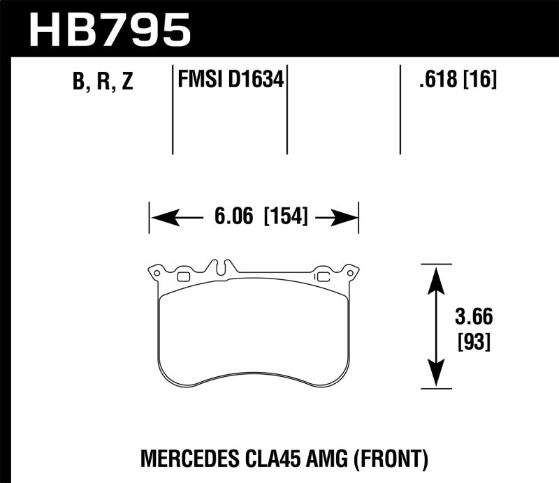 Hawk Performance HB795Z.618 Hawk 14-17 Mercedes-Benz CLA 45 AMG Performance Ceramic Street Front Brake Pads