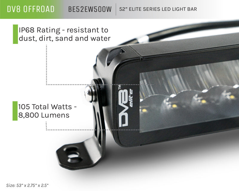DV8 Offroad BE52EW500W 52in Elite Series Light Bar 500W LED - Black