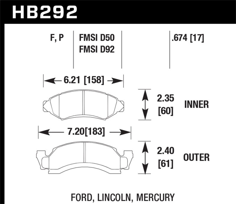 Hawk Performance HB292P.674 Hawk Super Duty Street Brake Pads
