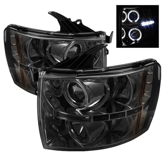 SPYDER 5009517 Spyder Chevy Silverado 1500 07-13 Projector Headlights LED Halo LED Smke PRO-YD-CS07-HL-SM