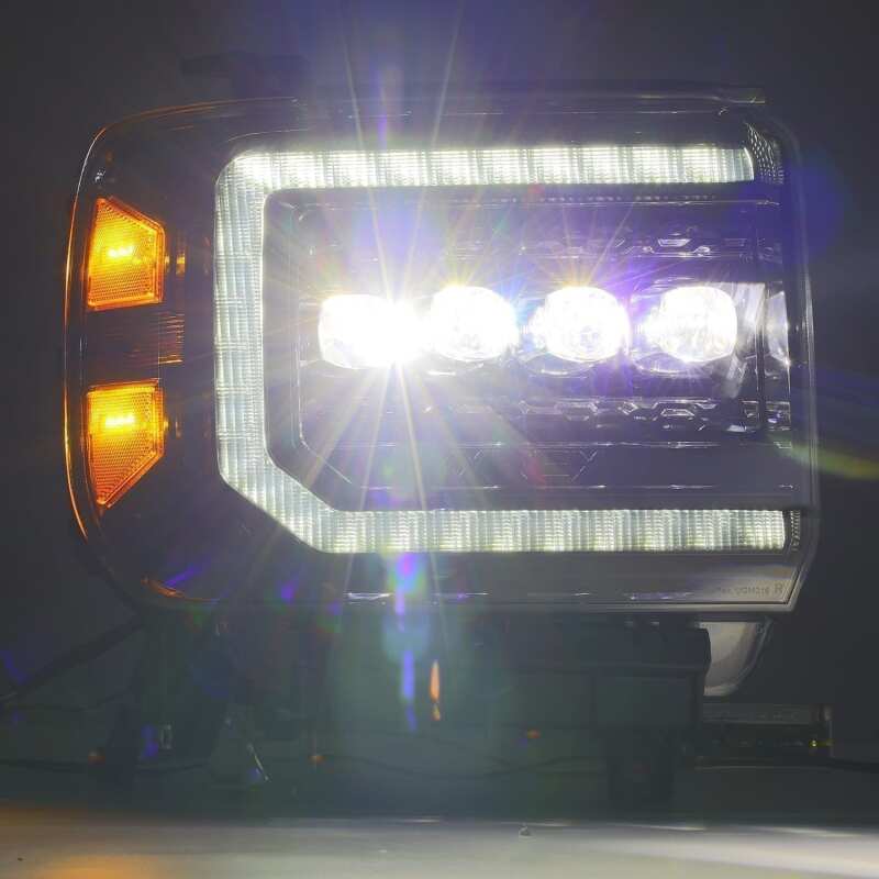 AlphaRex 880616 14-18 GMC Sierra NOVA LED Proj Headlights Plnk Style Alpha Blk w/Activ Light/Seq Signal/DRL