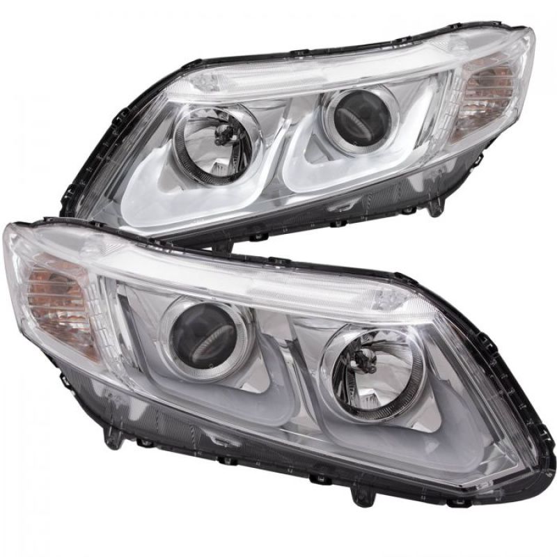 ANZO 121478 2012-2015 Honda Civic Projector Headlights w/ U-Bar Chrome