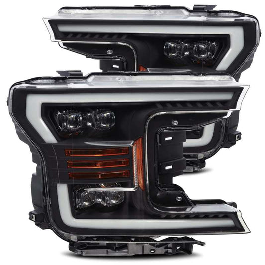 AlphaRex 880182 18-19 Ford F-150 NOVA LED Proj Headlights Plank Style Matte Black w/Activ Light/Seq Signal