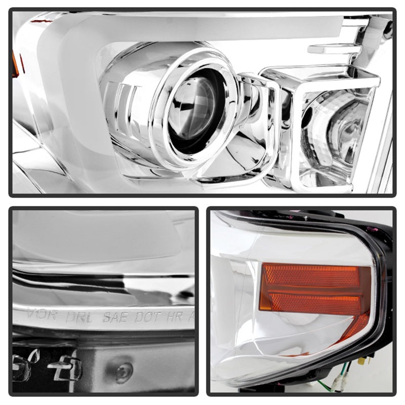 SPYDER 5080141 Spyder Toyota Tundra 2014-2016 Projector Headlights Light Bar DRL Chrome PRO-YD-TTU14-DRL-C