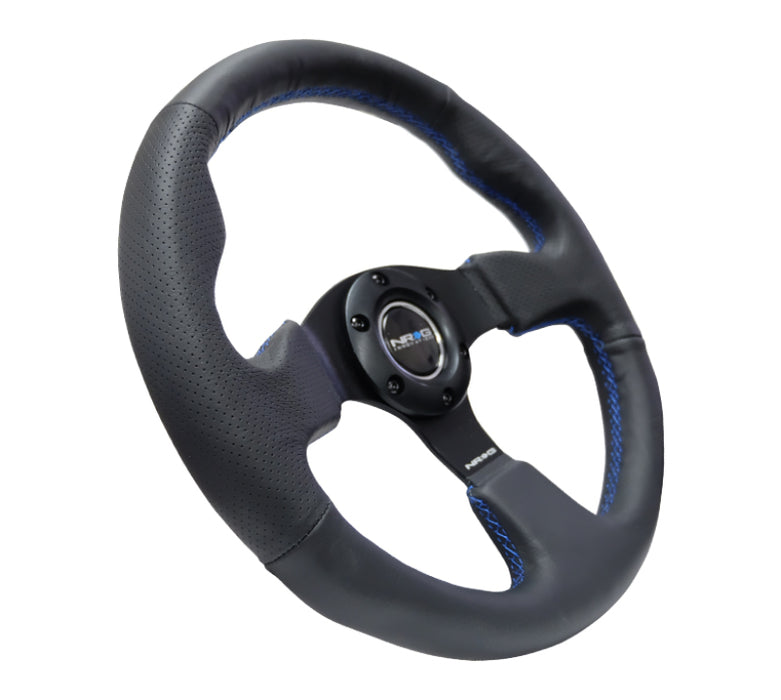NRG RST-012R-BL Reinforced Steering Wheel (320mm) Black Leather w/Blue Stitching
