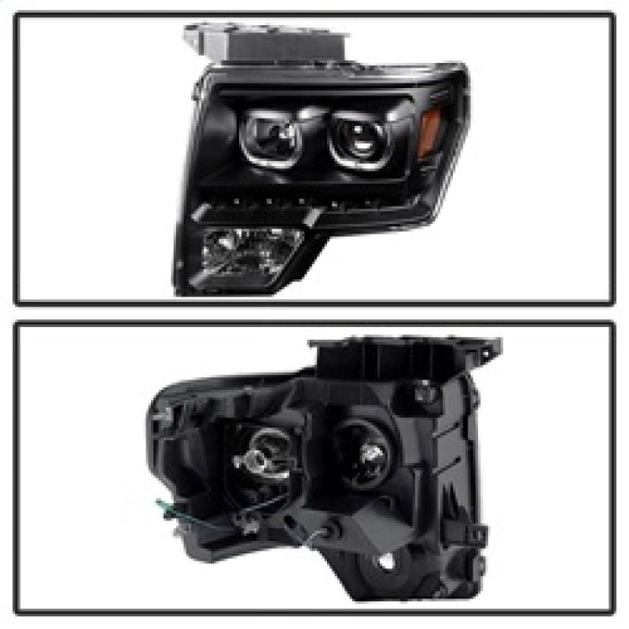 SPYDER 9032226 xTune Ford F150 09-14 Projector Headlights Halogen Model Only LED Halo Black PRO-JH-FF15009-CFB-BK