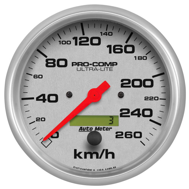 AutoMeter 4489-M Autometer Ultra-Lite 5 inch 260 KPH In Dash Speedo