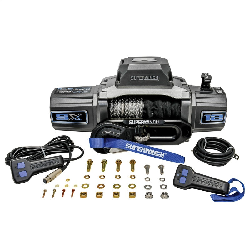 Superwinch 1712201 12000 LBS 12V DC 3/8in x 80ft Synthetic Rope SX 12000SR Winch - Graphite