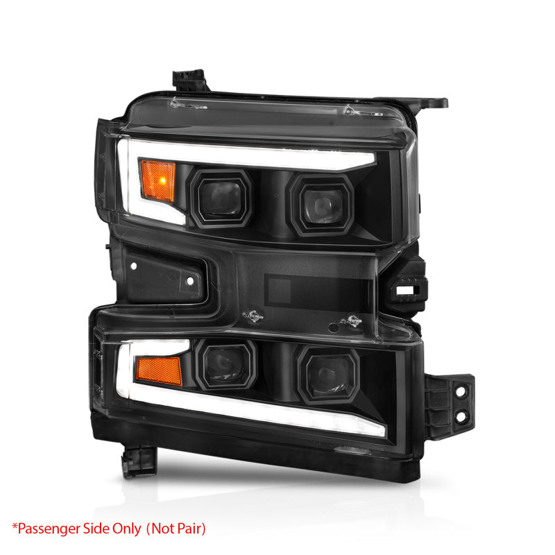 ANZO 111566-R 19-22 Chevrolet Silverado 1500 LED Proj HL w/Lgt Bar SwBk Seq. Blk w/In. Light - Passenger Side