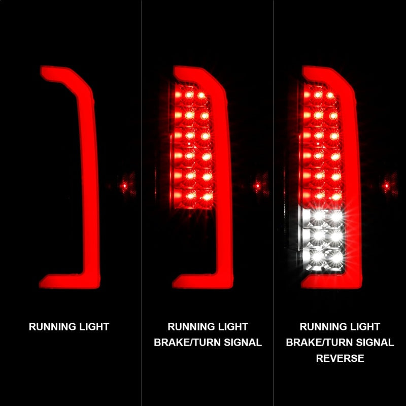 ANZO 311432 15-21 Chevrolet Colorado Full LED Tail Lights w/ Red Lightbar Black Housing Clear Lens