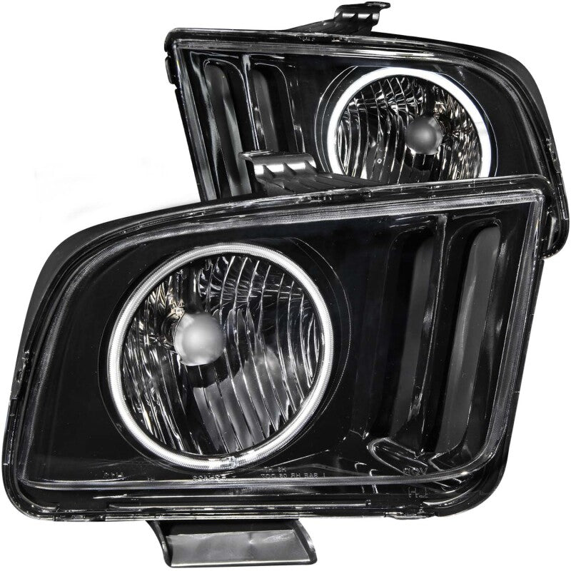 ANZO 121033 2005-2009 Ford Mustang Crystal Headlights w/ Halo Black (CCFL)