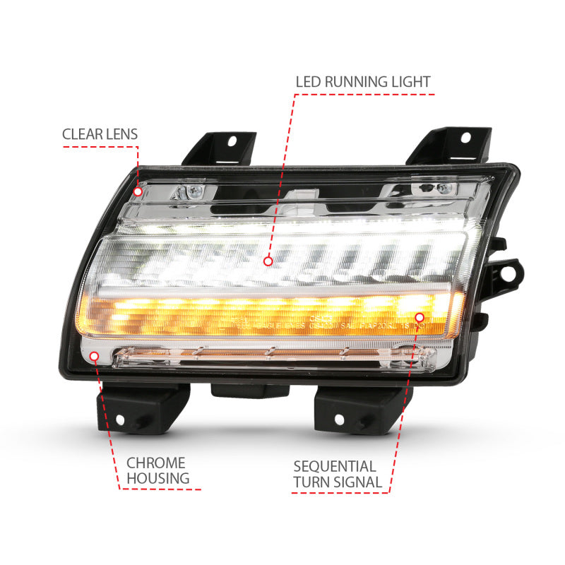 ANZO 511083 18-19 Jeep Wrangler JL Halogen Chrome Clear w/ Sequential Signal