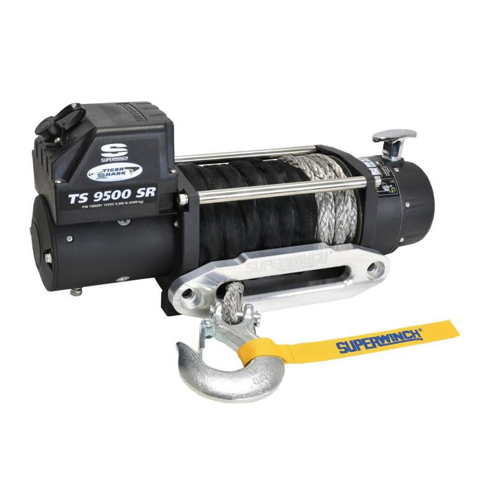 Superwinch 1595201 9500 LBS 12V DC 3/8in x 80ft Synthetic Rope Tiger Shark 9500 Winch