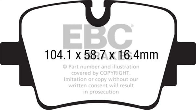 EBC DP42190R 13+ Jaguar F-Type (Cast Iron Rotors Only) 3.0 Supercharged (340) Yellowstuff Rear Brake Pads