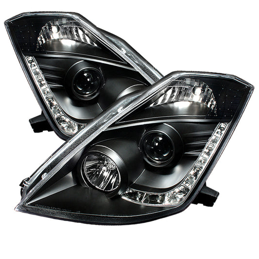 SPYDER 5032225 Spyder Nissan 350Z 03-05 Projector Headlights Xenon DRL Blk High H1 Lw D2R PRO-YD-N350Z02-HID-DRL-BK