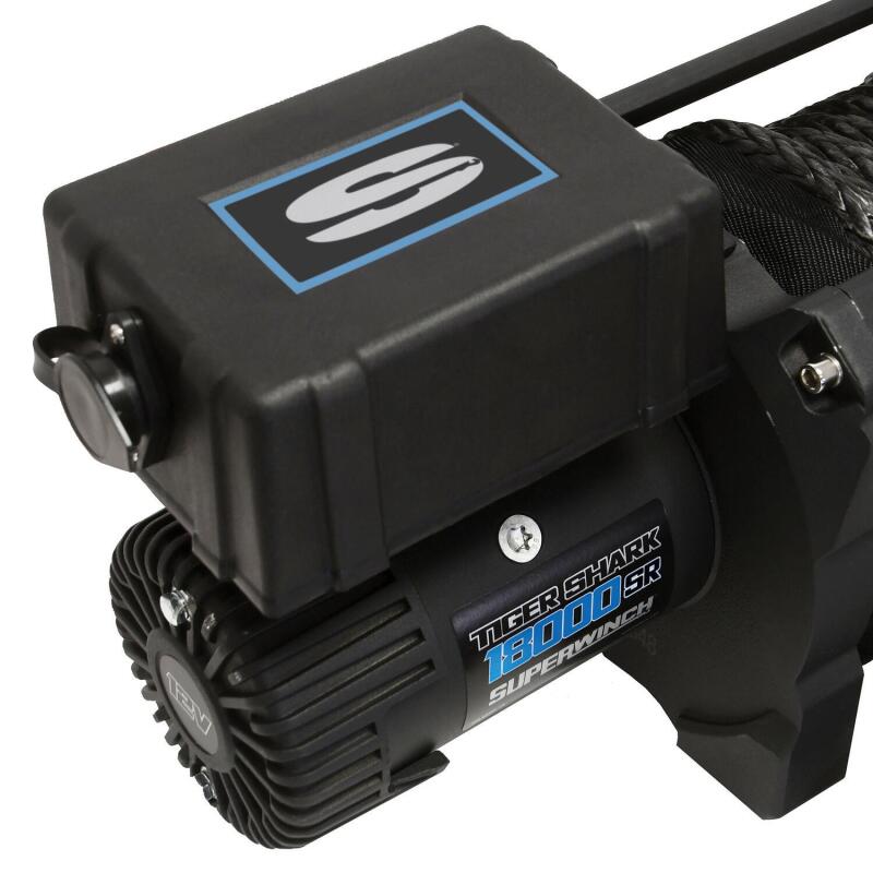 Superwinch 1518001 18000 LBS 12V DC 33/64in x 79 ft Synthetic Rope Tiger Shark 18000SR Winch