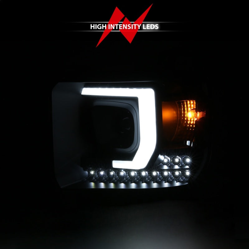 ANZO 111450 2014-2015 GMC Sierra 1500HD Projector Plank Style Headlight Black W/ Drl