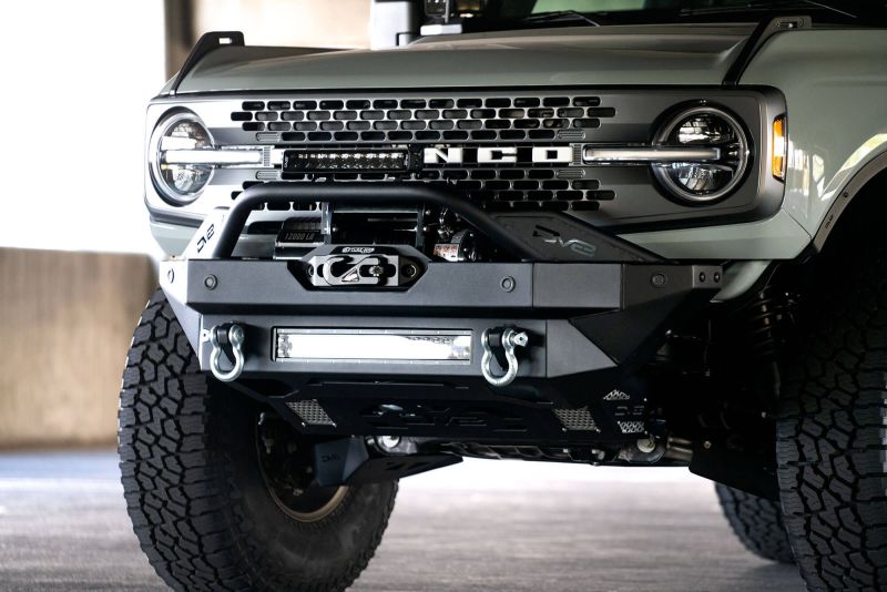DV8 Offroad FBBR-02 2021+ Ford Bronco Modular Front Bumper Winch Capable w/ Auxiliary Light Mounts