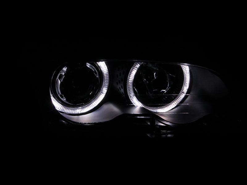 ANZO 121015 1999-2001 BMW 3 Series E46 Projector Headlights w/ Halo Black
