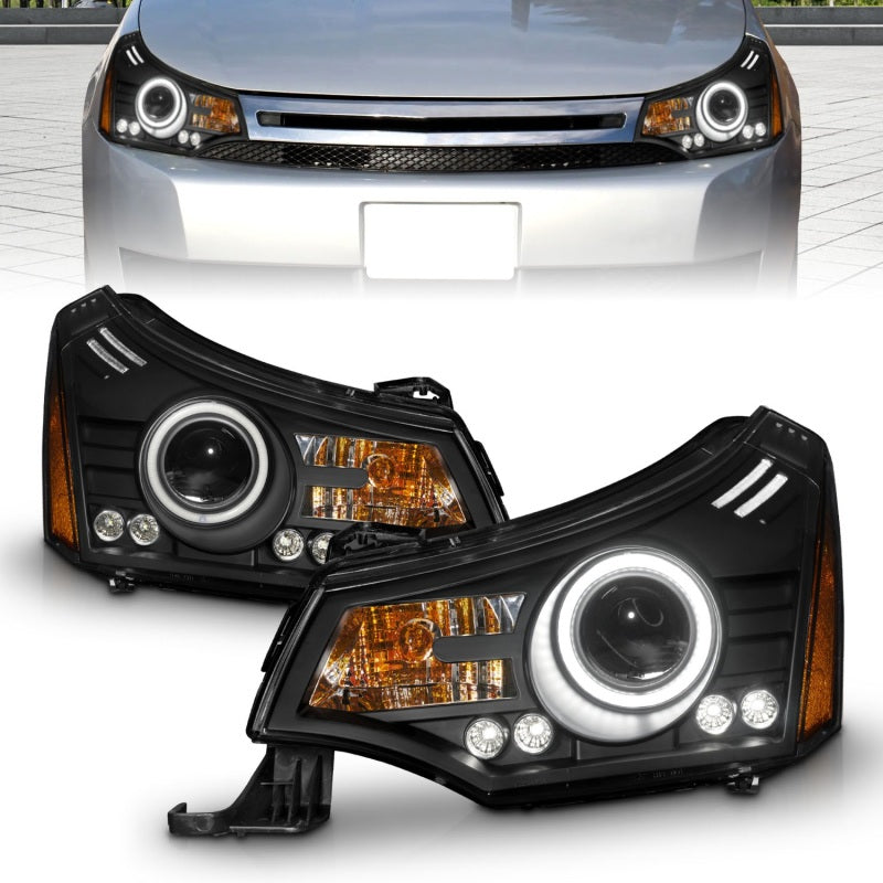 ANZO 121272 2008-2011 Ford Focus Projector Headlights Black