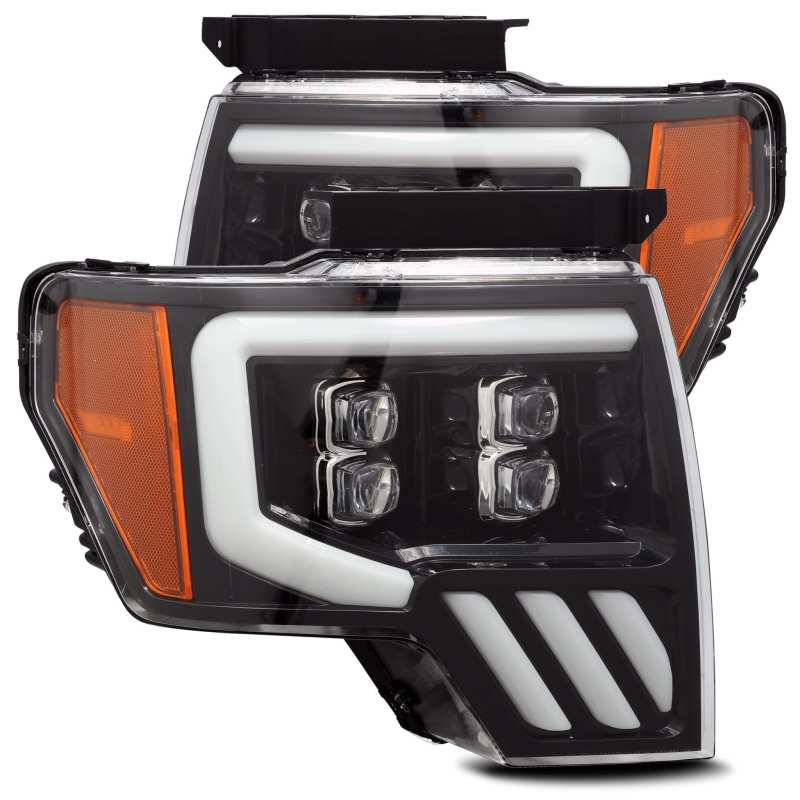 AlphaRex 880190 09-14 Ford F-150 NOVA LED Proj Headlights Plank Style Gloss Black w/Activ Light/Seq Signal