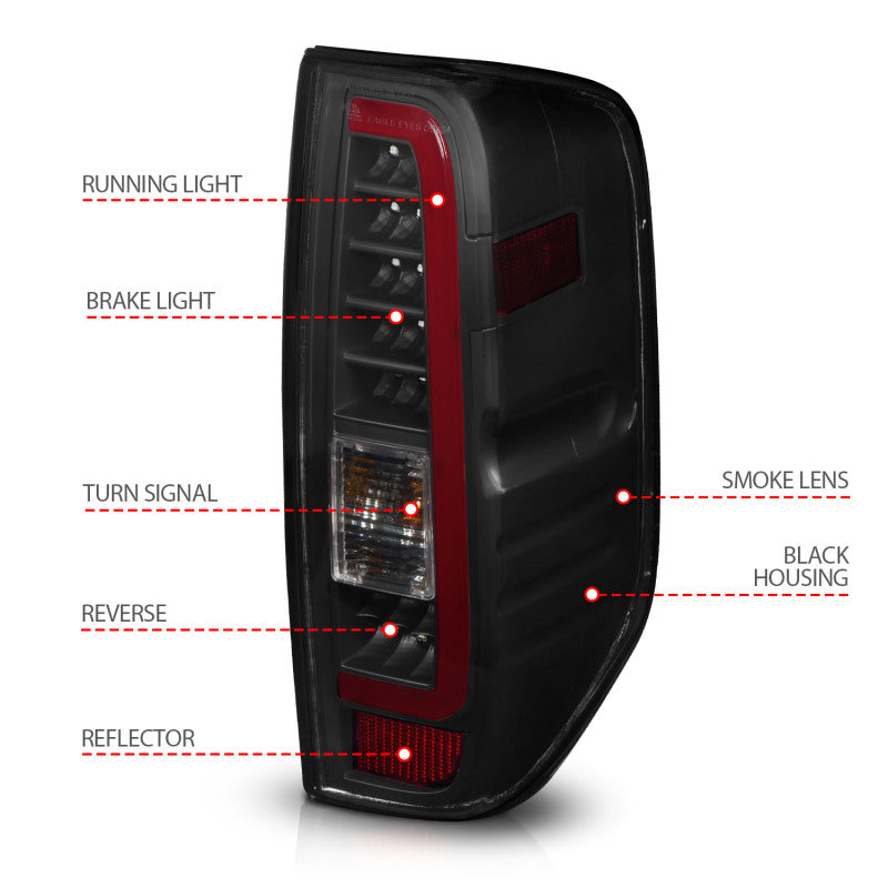 ANZO 311444 2005-2021 Nissan Frontier LED Taillights Black Housing/Smoke Lens